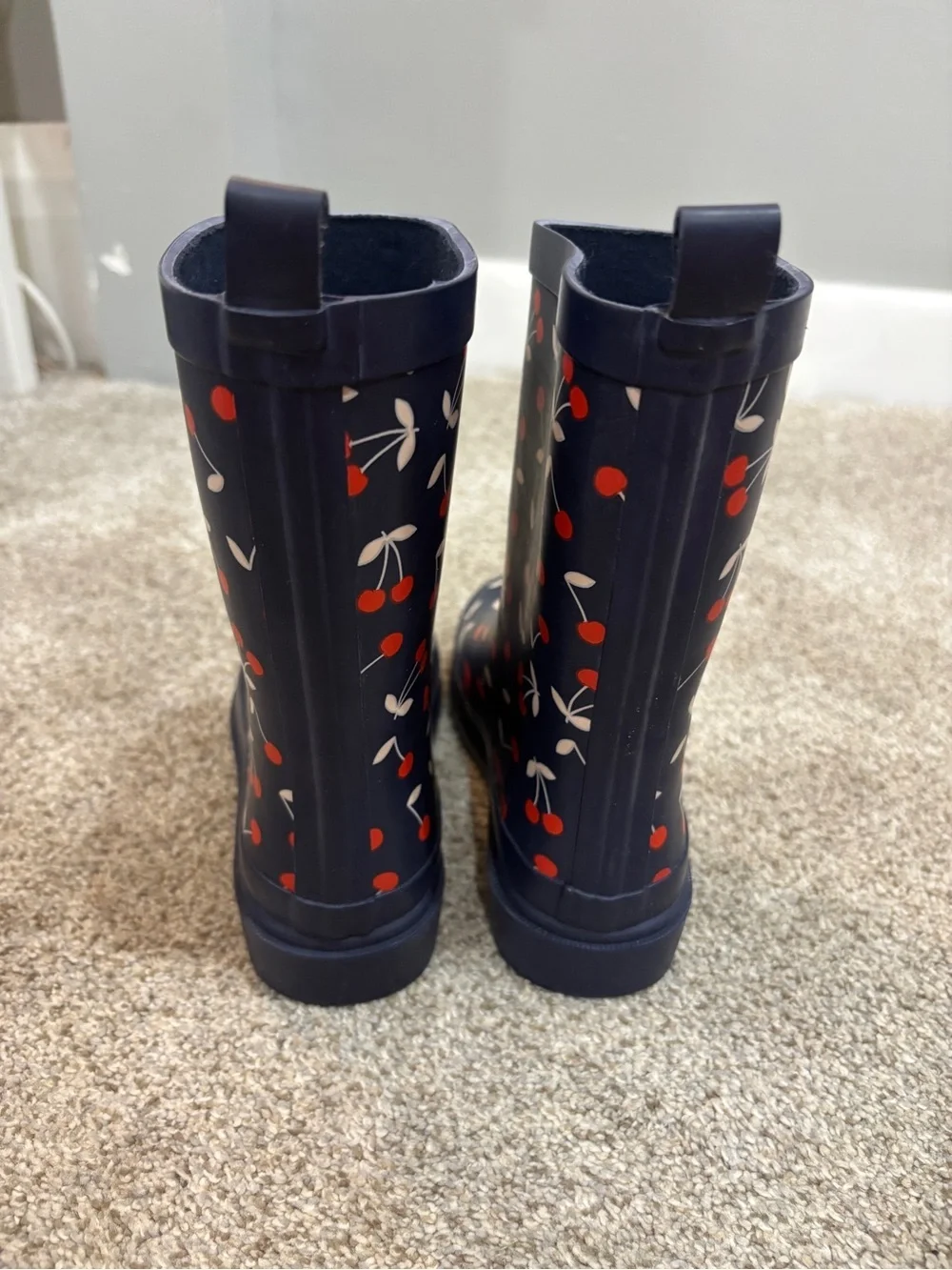 Janie and Jack Cherry Print Little Girl Rain Boots Size 12